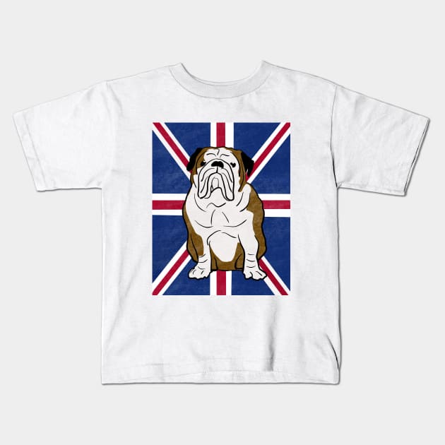 British Bulldog Union jack, Gift for english bulldog owner Kids T-Shirt by FreckledBliss